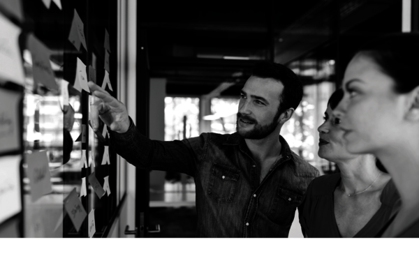 Professionals are speaking with each other.